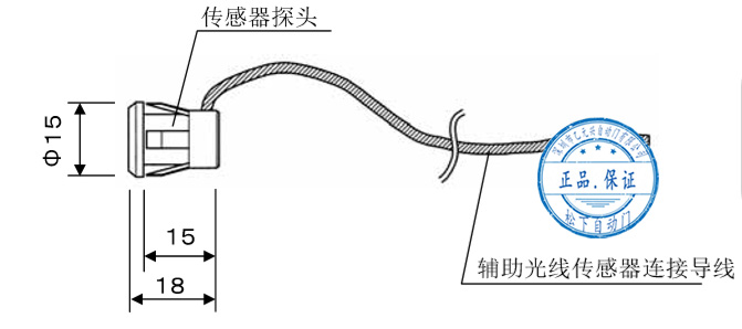 防夾紅外感應器探頭外尺寸(示圖) 防夾紅外感應器探頭外尺寸(示圖)
